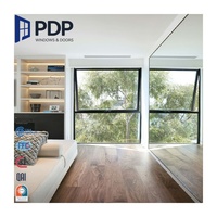 Ventanas de tolva de aluminio de impacto minimalista PDP Hurricane, ventana de toldo a prueba de viento insonorizada con rotura térmica para granja Exterior