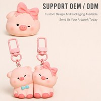 Vente en gros de porte-clés magnétiques personnalisés en forme de cochon rose, motif animal de dessin animé mignon, pour cadeaux en vrac et fournitures pour porte-clés
