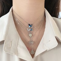 Dylam Nouveau Design Chaîne en Argent Sterling 925 Mode Bijoux Élégants Fleur Papillon Jade Pendentif Charme Colliers Pour Femmes