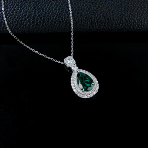 925 Silver Cultivated Emerald <b>Necklace</b> Lab-Created Luxury Jewelry High-End Elegant Classic Style Banquet and Ceremony H - Product Image 6