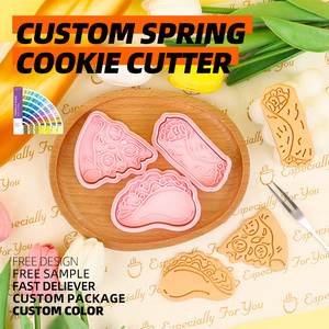 Cortadores de Galletas de Plástico Ecológicos de 2 Piezas con Diseño 3D de Pizza, Taco y <span class=keywords><strong>Burrito</strong></span> de la Serie Comida Rápida, Molde DIY para Arcilla y Galletas - Product Image 2