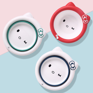 Lebonni Bassin pliable pour bébé 32 cm en plastique, motif chat de dessin animé, pour nouveau-nés et tout-petits - Product Image 1