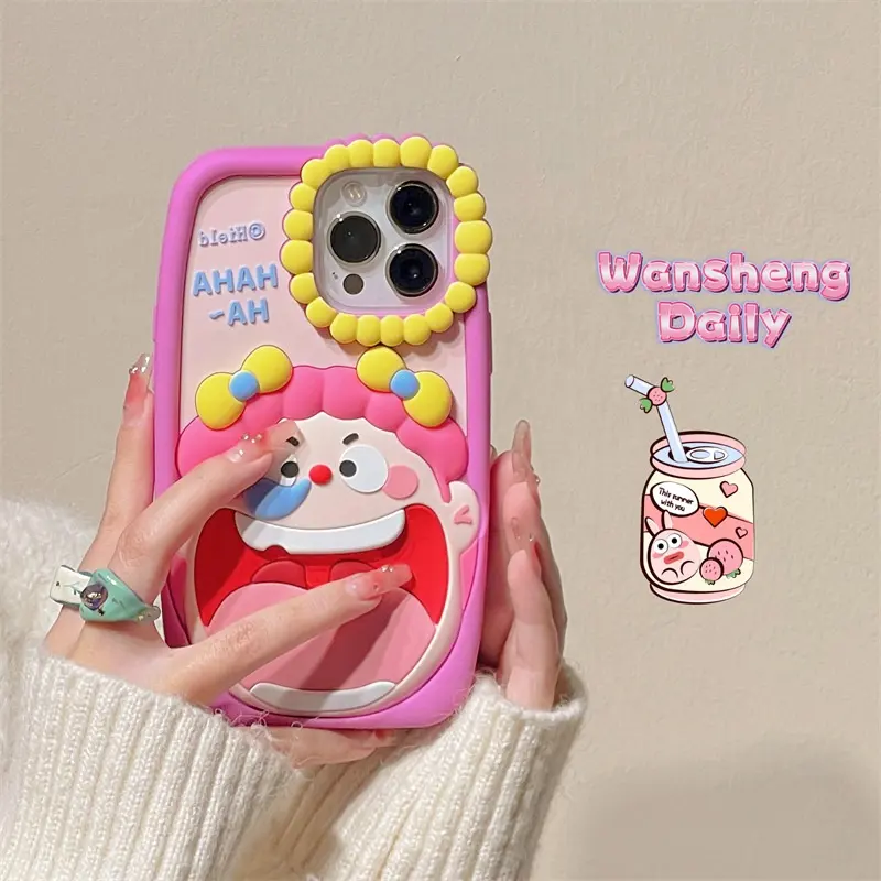 Stoß feste Mode Rückseite Cartoon Mädchen Silikon 3D süße Handy hülle für iPhone 11 12 13 14 15 Pro max Hülle