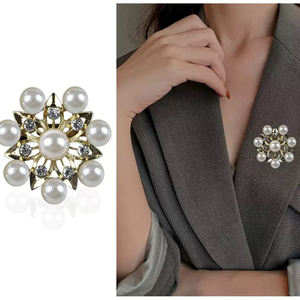 エレガントなクリスタルラインストーンクラシック高級パールブローチ - Product Image 2