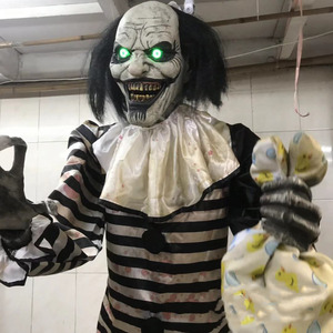 Decoración brillante Horror Interior Exterior Props Animatronics Animado Divertido Swinging Joker Fantasma <span class=keywords><strong>de</strong></span> pie Payaso eléctrico - Product Image 3