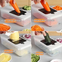 Mandoline à légumes en gros - Râpe à fromage et hachoir alimentaire avec récipient - Gadgets de cuisine et essentiels pour la maison