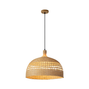 Lampe suspendue en bambou tissé de style japonais, diamètre 58cm, lumière LED pour salon de thé, restaurant, maison d'hôtes, abat-jour en rotin - Product Image 4