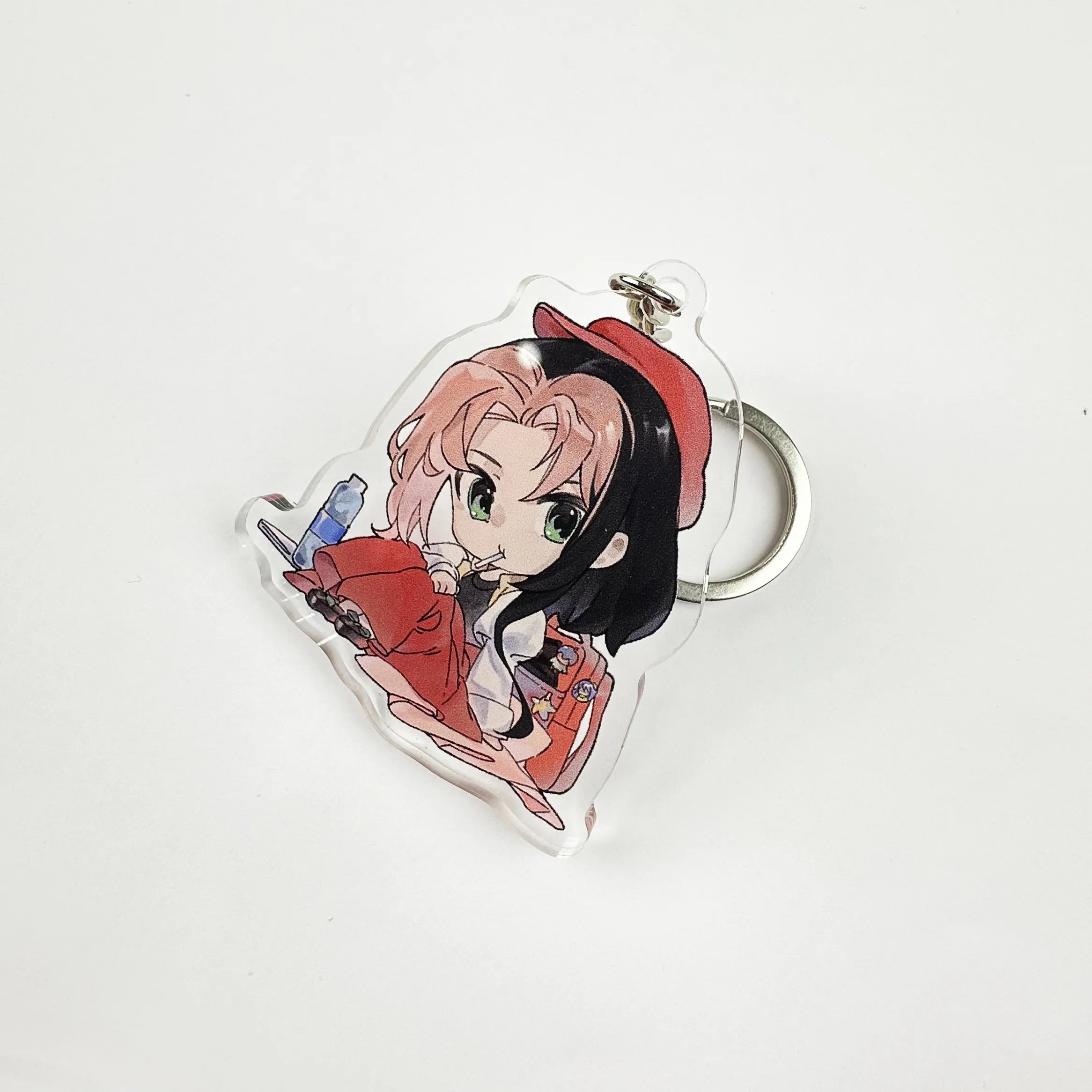 Diy Cute Cartoon Acrylic Keychain Different Sizes Stainless Steel Keychain with UV Printing