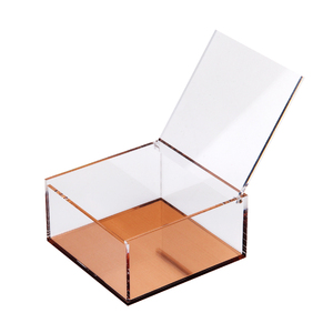 Rosa <span class=keywords><strong>de</strong></span> oro efecto metálico pequeño tamaño cuadrado caja <span class=keywords><strong>de</strong></span> acrílico con tapa almacenar pendientes <span class=keywords><strong>de</strong></span> joyería - Product Image 1
