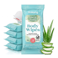 Lingettes de bain sans rinçage pour le camping et les activités de plein air, ultra épaisses 80 g/m², lingettes corporelles jetables sans rinçage, lingettes de douche pour les voyages