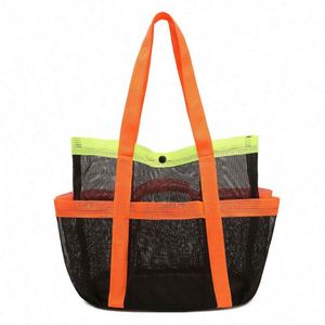 2025 Customizable Colorful Custom Printed Printing Logo Blue Mesh Shopping Tote <b>Bag</b> Black Polyester <b>Large</b> Mesh Summer <b>Beach</b> <b>Bags</b> - Product Image 1