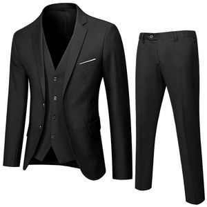 Costume formel gris clair et noir 3 pièces I-0395 – Blazer, gilet et pantalon coupe ajustée à 2 boutons pour homme – Costume de smoking - Product Image 2