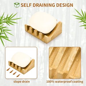 Jabonera de Bambú Natural CF con Revestimiento Impermeable, Autodrenante, Elevada, Antideslizante, para Baño y Cocina, con Soporte para Jabón en Barra - Product Image 3