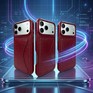 Élégante coque en PU effet croco <span class=keywords><strong>bleu</strong></span> profond avec porte-cartes cousu avec précision et cadre de protection anti-rayures surélevé pour appareil photo pour iPhone 17/18 Pro Max - Product Image 1