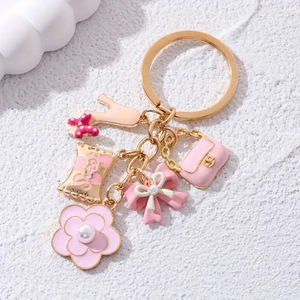 Porte-clés vintage rose charmant <span class=keywords><strong>pour</strong></span> femme, avec fleur en émail, cœur et talon haut, fermoir plaqué or, <span class=keywords><strong>pour</strong></span> décoration de sac, <span class=keywords><strong>cadeau</strong></span> - Product Image 3