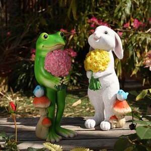 Illuminazione Solare da Esterno, Statue in Resina di Rana e Coniglio, Piccole Decorazioni per Zoo e Giardino, Decorazioni Luminose per Matrimoni - Product Image 4
