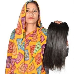 Extensiones de Cabello Humano 100% Virgen Remy Natural Liso de Templo Indio, 100g, Doble Trama a Máquina, Color Negro, Estilo Super Ondulado - Product Image 1