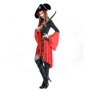 Vestido de festa para meninas piratas vermelho moda barata de alta qualidade em promoção