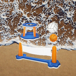 Ensemble de jouets aquatiques gonflables pour enfants et adultes, comprenant un filet de volley-ball, des paniers de basket-ball, un jeu de piscine pour le divertissement aquatique - Product Image 3