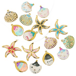 Pendentif en acier inoxydable en forme d'étoile de mer et de coquillage avec perles, couleur dégradée, composants de bijoux DIY pour accessoires de création - Product Image 5