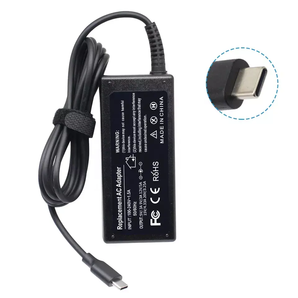 PD Type-C 20V 3.25A 65w type c usb notebook ac laptop power adapters For HP For DELL For Asus For Lenovo computer power supply