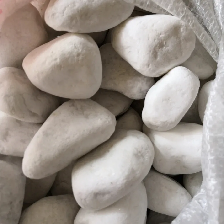 Snow white cobbles river shiny the pebble wash river garden stone stone for Wholesale Cheap stone