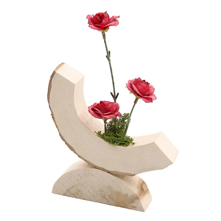 Offre Spéciale Style Pastoral Croissant Forme Fleur En Bois Artisanat Décoration De La Maison