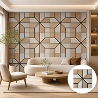 Panneau mural acoustique en bois à grain géométrique personnalisé, MDF, PET, fibre de polyester, insonorisant, décoratif, réduction du bruit, revêtement mural
