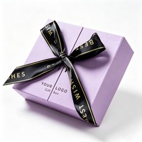 Boîte cadeau personnalisée à double porte avec ruban noir pour parfum, rouge à lèvres, cadeaux d'anniversaire et produits haut de gamme
