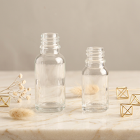 Flacon en verre transparent rond de 10 ml et 20 ml, col de 18 mm, vide, pour soins de la peau, huiles essentielles, emballage cosmétique, en stock