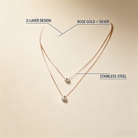 Vente en gros de colliers minimalistes à deux couches en acier inoxydable avec pendentif en forme de goutte d'eau, bijoux délicats unisexes pour tous les jours et les fêtes