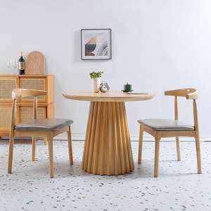 Table à manger <span class=keywords><strong>en</strong></span> <span class=keywords><strong>bois</strong></span> massif de style nordique, table ronde de designer pour café, salon, table ronde légère et luxueuse, petite table ronde pour la maison - Product Image 3