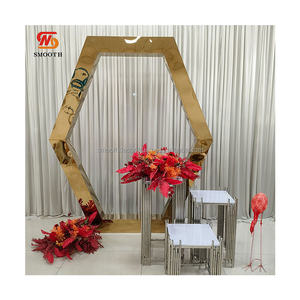 Smooth Stainless Steel Stage <b>Backdrop</b> Stand Hexagonal Design for Wedding Decor Wedding Supplies - Product Image 1