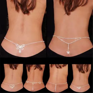 Sexy Catena Della Vita Del Corpo Brillantini Strass Catena di Cristallo Della Pancia Lower Back Catena Per Bikini Danza Estate N206045