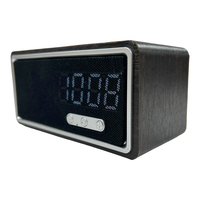 Speaker OEM Warna Kayu BT 5.3-15W Pengisi Daya Nirkabel 1200mAh Power Bank DC Jam Alarm TWS 3W Bass Full-Range untuk Dekorasi Rumah
