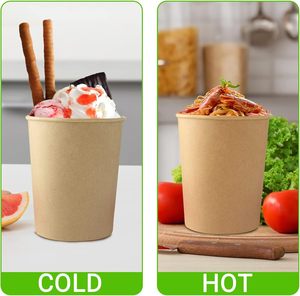 Gobelets et bols en plastique, papier kraft et carton blanc de 8oz, 12oz, 16oz, 26oz, 32oz avec couvercle hermétique pour aliments chauds et froids - Product Image 5