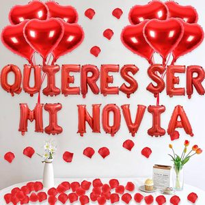 Globo de 16 Pulgadas Rojo con Letras 'QUIÉRRES SER MI NOVIA' de Mylar con Corazón, Decoración Romántica para Propuesta de Matrimonio o San Valentín - Product Image 2