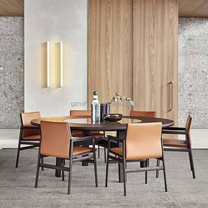 Chaises de salle à manger empilables en bois massif de style nordique, avec dossier et accoudoirs minimalistes italiens, mobilier moderne pour la maison - Product Image 5