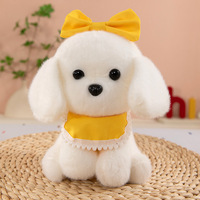 Peluche chien mignon, petit chiot avec nœud, poupée d'ours princesse créative, rembourrage en coton PP, matière peluche courte, unisexe