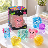Jouets sensoriels transparents scintillants en TPR : Axolotl, Méduse, Cube, Cœur – Anti-stress, Cadeaux de fête, Coffret cadeau