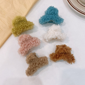 Barrettes <span class=keywords><strong>à</strong></span> cheveux en fourrure d'agneau aux couleurs automne/hiver, mignonnes et moelleuses, pour petites princesses, accessoires pour cheveux - Product Image 3