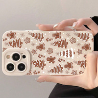 Mignon pain d'épice arbre de noël flocon de neige étui de téléphone portable pour iphone 17 16 Pro Max 15 14 13 12 11 couverture d'impression