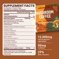 LIFEWORTH Adaptogène Poudre de café instantané aux champignons Reishi pour le soulagement du stress et le soutien immunitaire