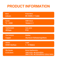 Cable HDMI 2.1 de Ultra Alta Velocidad 48Gbps 8K/60Hz 4K/120Hz 144Hz Trenzado Dinámico HDR -eARC Compatible con PS5 Xbox RTX 3080/4090