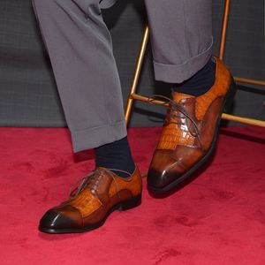 High-quality Luxurious Men's Office Wedding <b>Shoes</b> Stylish Patchwork square Toe. Genuine Leather <b>Height</b> <b>Increasing</b> Autumn - Product Image 2