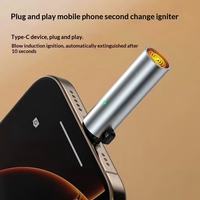 Briquet électronique portable d'extérieur USB Type-C pour téléphone portable, mini souffleur d'air, design moderne, coupe-vent, fil chauffant