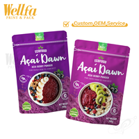 Sachet Doypack en aluminium personnalisé en usine, 200g 400g, refermable, réutilisable, pour épices, sachet debout, poudre de fraise, acaï, mylar