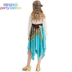 HESPER Vestido de Danza Flamenca para Niña, Estilo Gitano, Azul Cielo, Falda Irregular con Lentejuelas Pesadas, Vestido de Halloween para Niñas - Product Image 3
