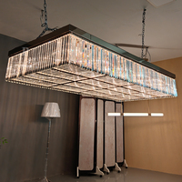 Lustres en cristal suspendus, design luxueux pour salon, table à manger, îlot de cuisine, éclairage rectangulaire