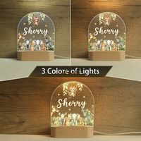 Lampe de nuit LED en bois à commande tactile, intensité réglable, design moderne, alimentation USB, lampe à illusion 3D DIY, support pour chambre à coucher, maison résidentielle